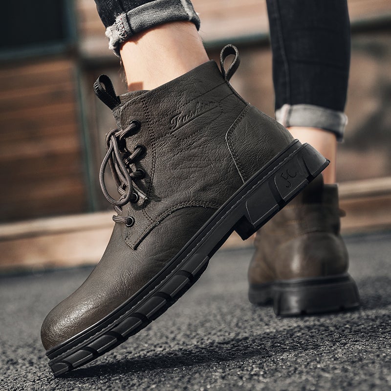 Men'S Shoes Summer High-Top Martin Boots Men'S Autumn Workwear Shoes Fashionable Casual British Leather Boots - Image 3